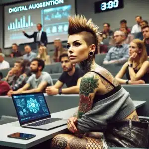 A chief digital augmentation officer studying generated by ChatGPT as part of an AI content writers generated article